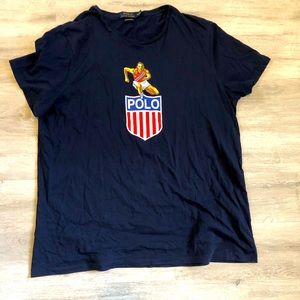 Men Tshirt Polo Ralph Lauren XXL Blue Custom Slim Fit